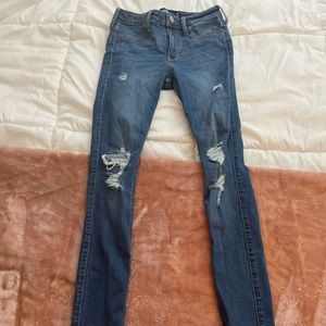 Blue ripped skinny Hollister jeans